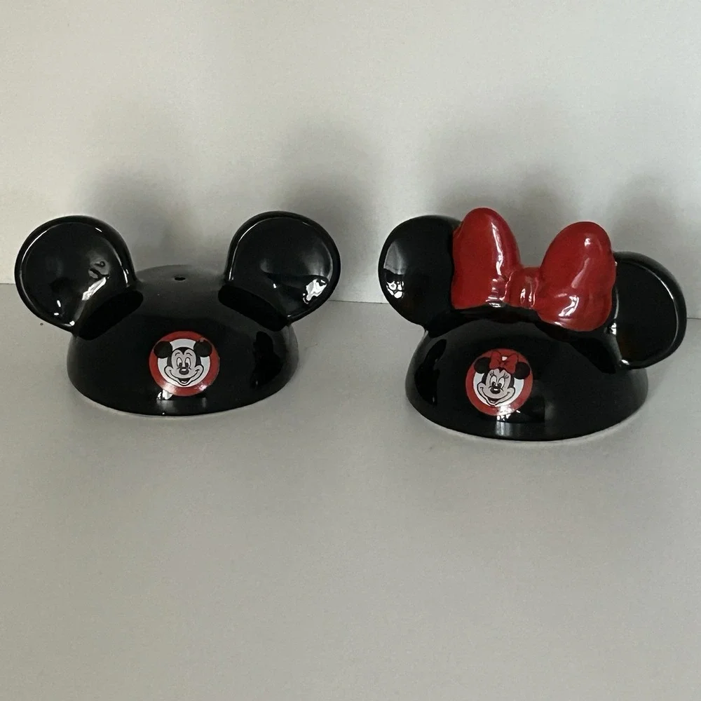 Disney Salt Pepper Shakers Mickey‎ Minnie Mouse Ceramic Set Vintage Applause